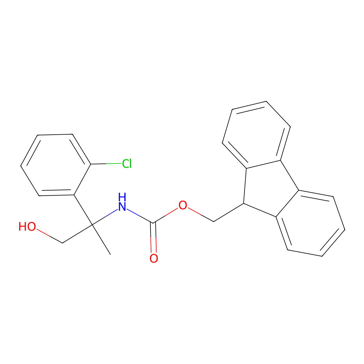 (9H-fluoren-9-yl)methyl N-[2-(2-chlorophenyl)-1-hydroxypropan-2-yl]carbamate molecular structure, CAS 2763924-96-3