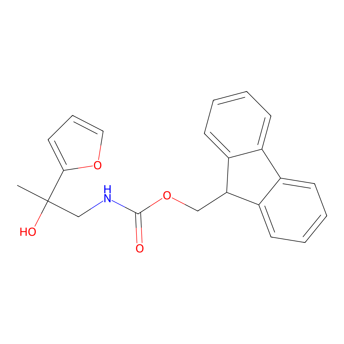 (9H-fluoren-9-yl)methyl N-[2-(furan-2-yl)-2-hydroxypropyl]carbamate molecular structure, CAS 2763924-97-4