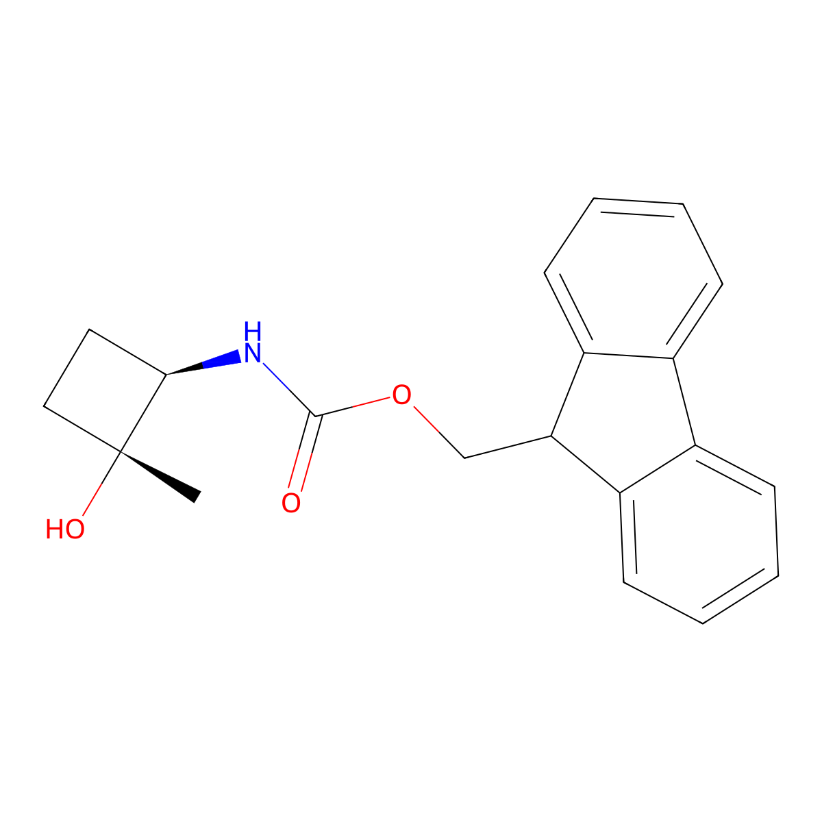 rac-(9H-fluoren-9-yl)methyl N-[(1R,2R)-2-hydroxy-2-methylcyclobutyl]carbamate molecular structure, CAS 2763925-00-2
