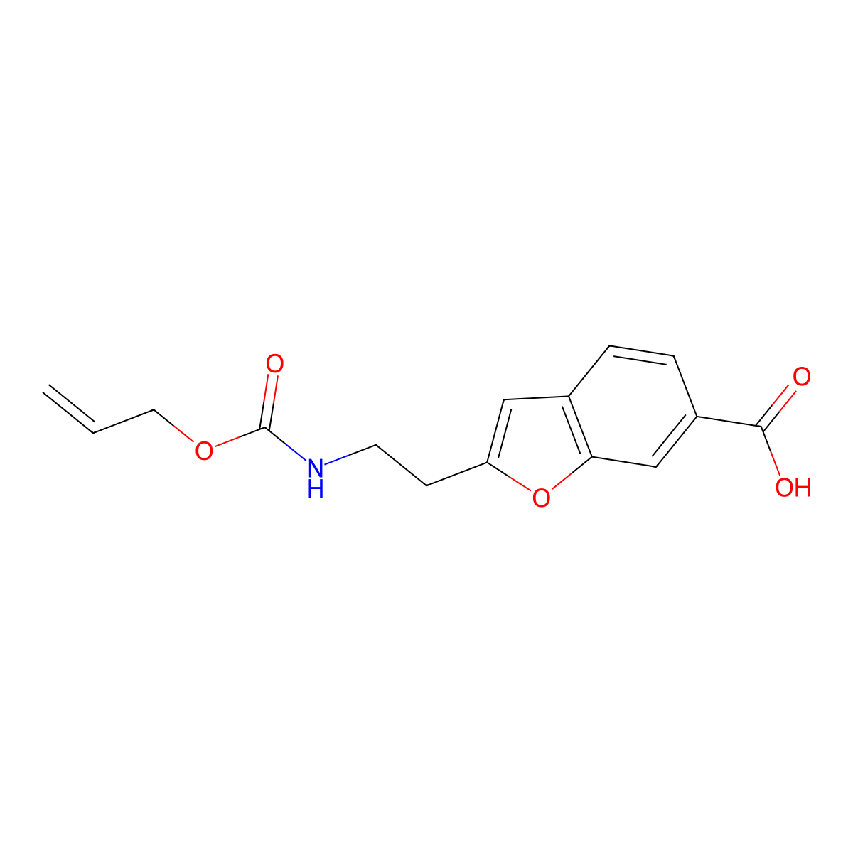 2-(2-{[(Prop-2-en-1-yloxy)carbonyl]amino}ethyl)-1-benzofuran-6-carboxylic acid molecular structure, CAS 2763925-01-3