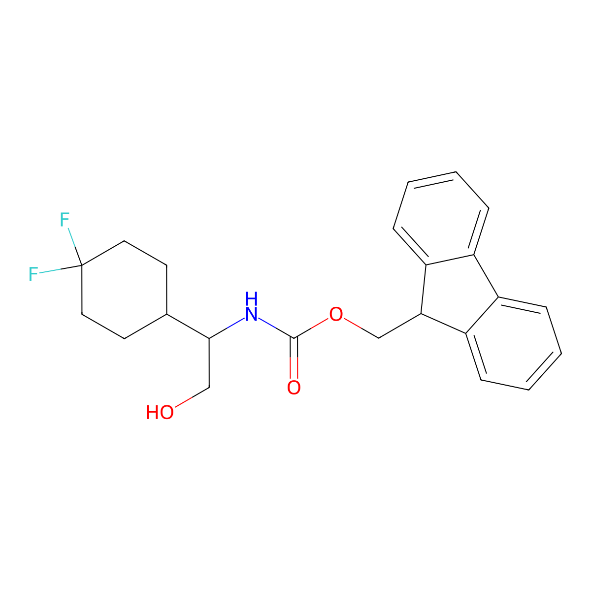 (9H-fluoren-9-yl)methyl N-[1-(4,4-difluorocyclohexyl)-2-hydroxyethyl]carbamate molecular structure, CAS 2763925-11-5