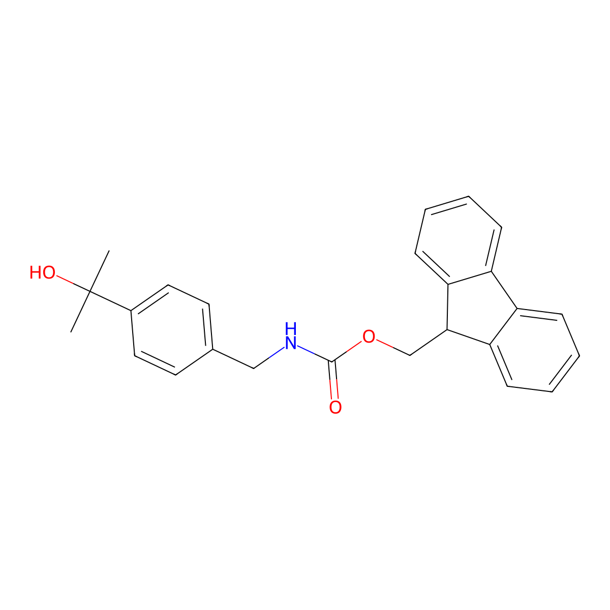 (9H-fluoren-9-yl)methyl N-{[4-(2-hydroxypropan-2-yl)phenyl]methyl}carbamate molecular structure, CAS 2763925-17-1