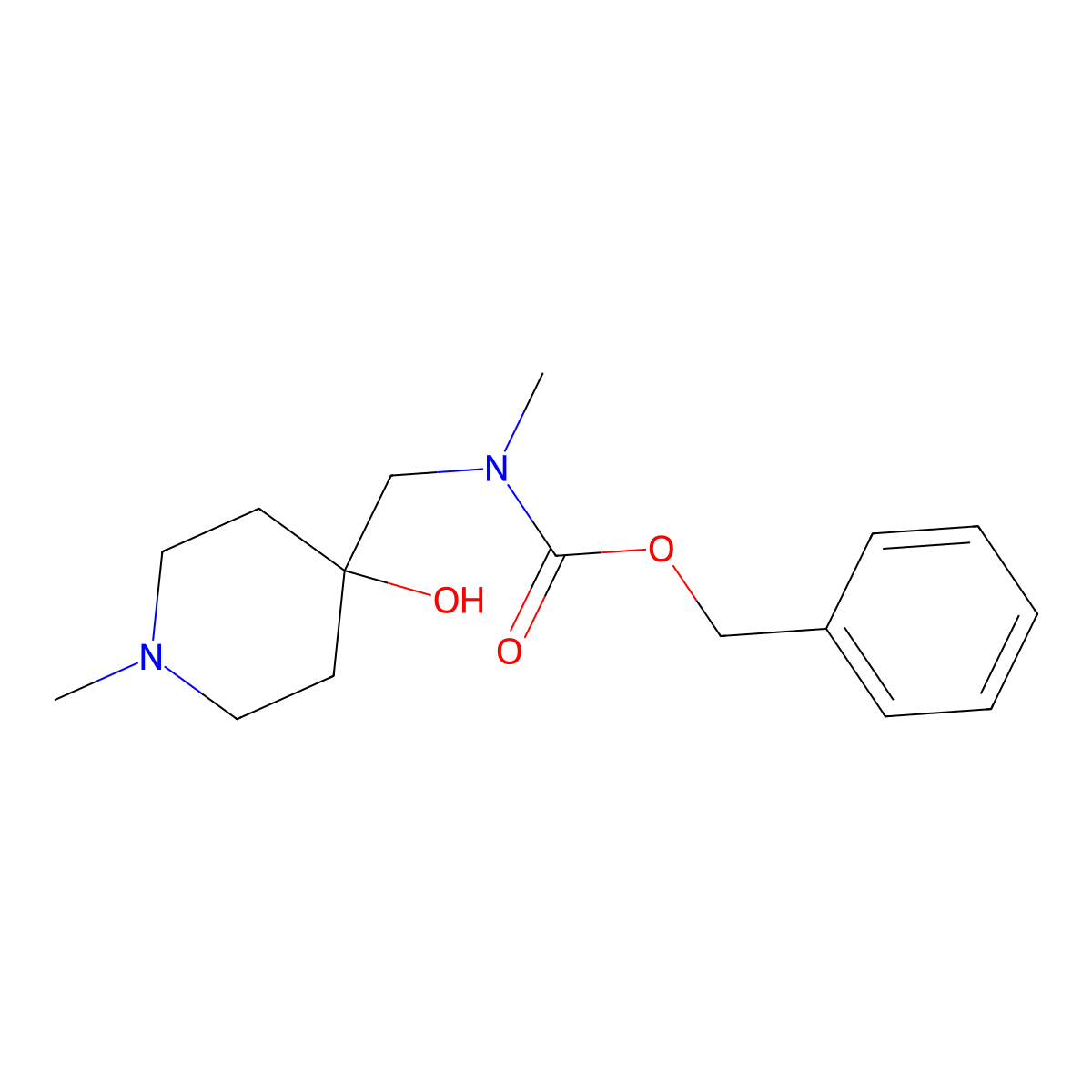 benzyl N-[(4-hydroxy-1-methylpiperidin-4-yl)methyl]-N-methylcarbamate molecular structure, CAS 2763925-20-6