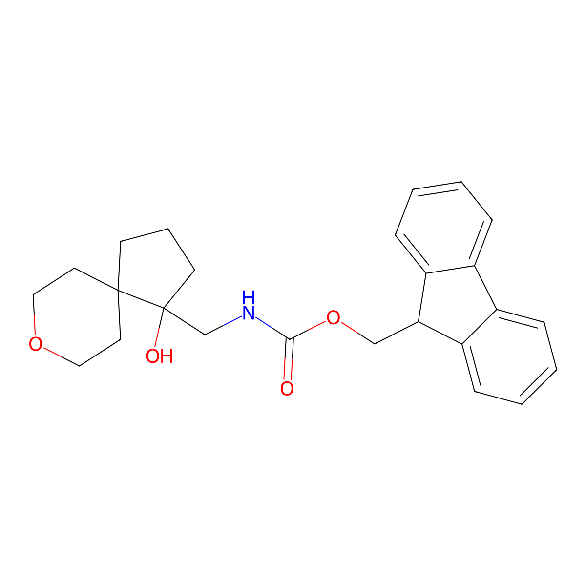 (9H-fluoren-9-yl)methyl N-({1-hydroxy-8-oxaspiro[4.5]decan-1-yl}methyl)carbamate molecular structure, CAS 2763925-23-9