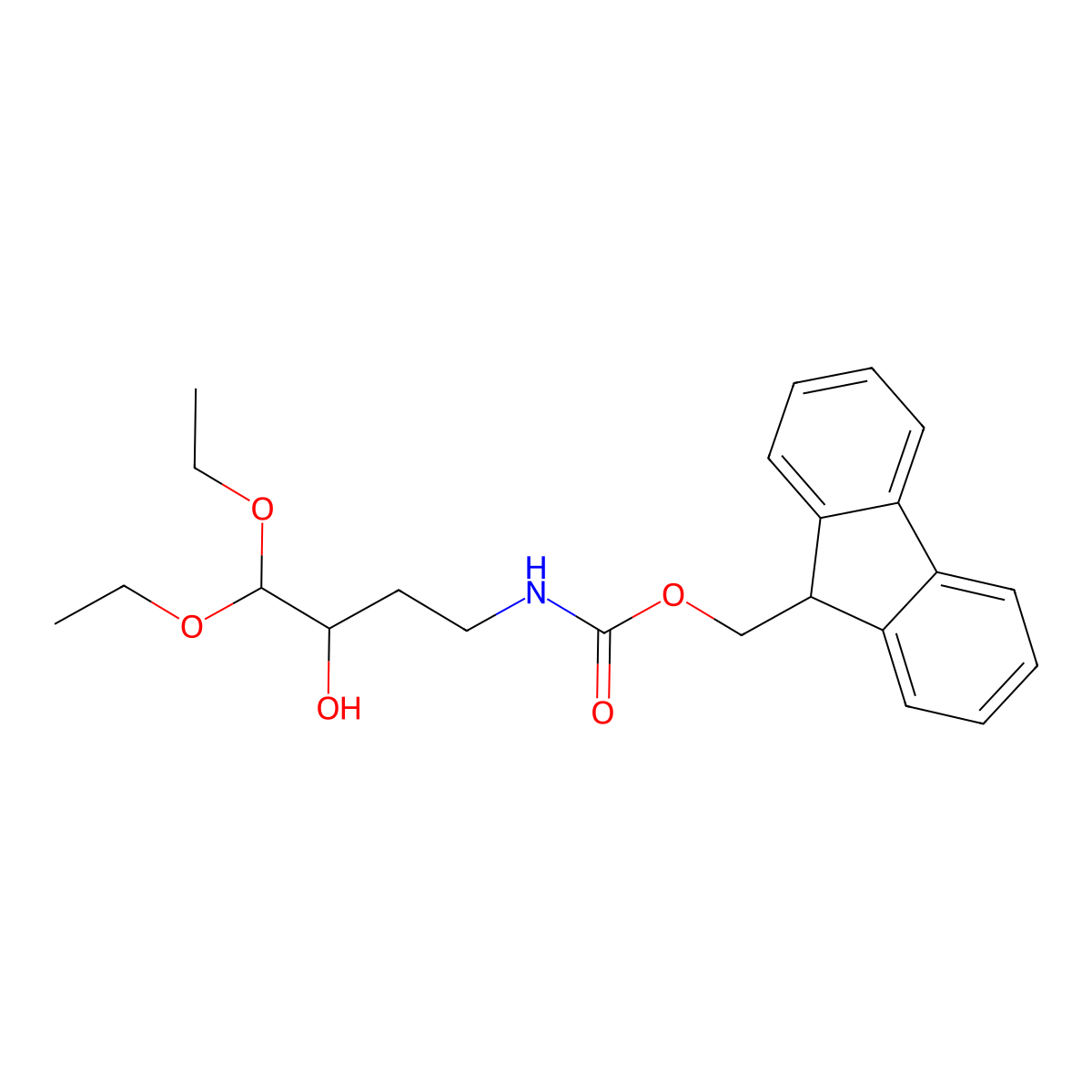 (9H-fluoren-9-yl)methyl N-(4,4-diethoxy-3-hydroxybutyl)carbamate molecular structure, CAS 2763925-25-1