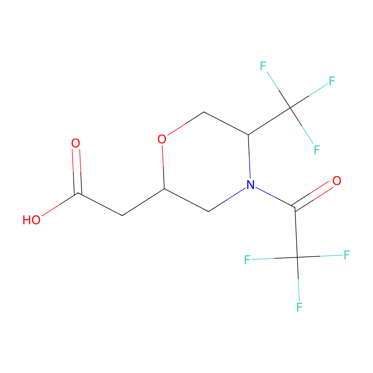 2-[4-(2,2,2-Trifluoroacetyl)-5-(trifluoromethyl)morpholin-2-yl]acetic acid molecular structure, CAS 2763925-26-2