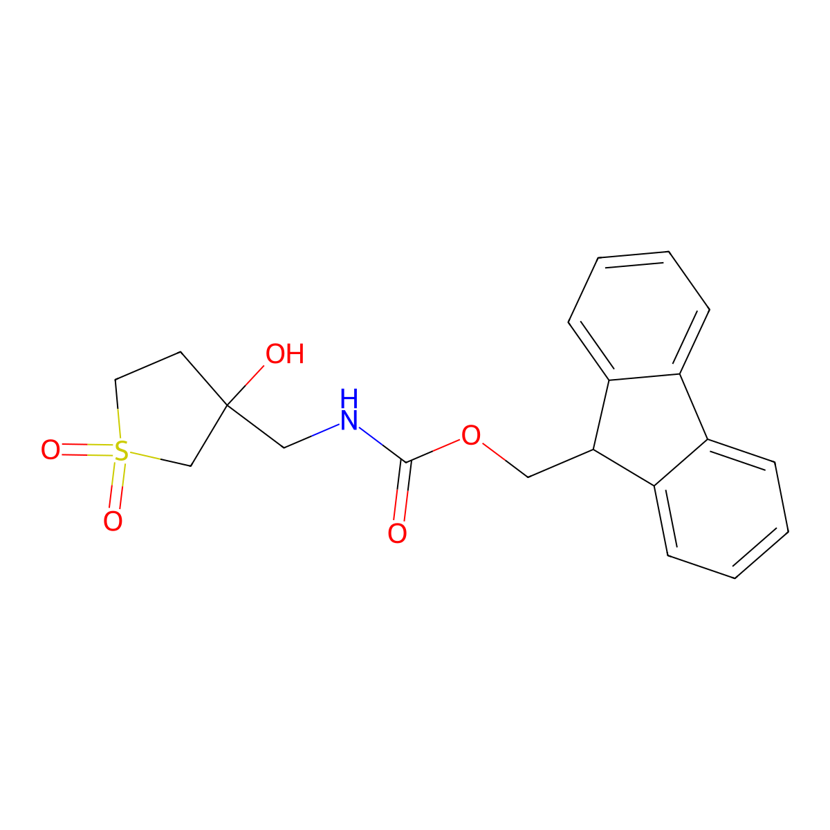 (9H-fluoren-9-yl)methyl N-[(3-hydroxy-1,1-dioxo-1lambda6-thiolan-3-yl)methyl]carbamate molecular structure, CAS 2763925-31-9