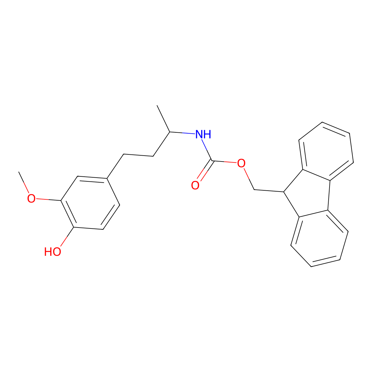 (9H-fluoren-9-yl)methyl N-[4-(4-hydroxy-3-methoxyphenyl)butan-2-yl]carbamate molecular structure, CAS 2763925-32-0