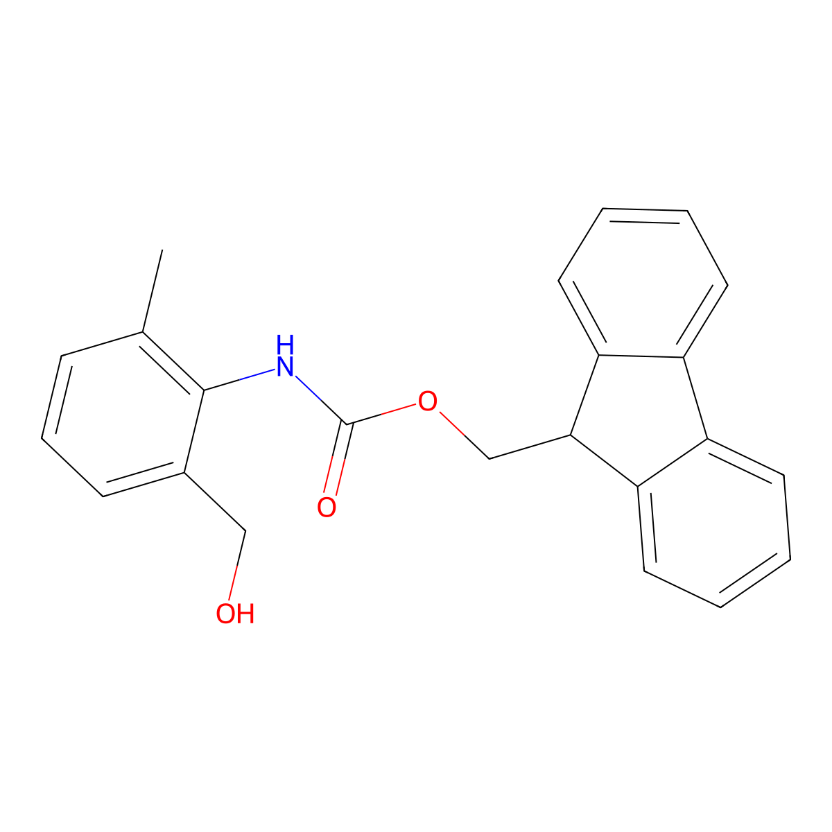 (9H-fluoren-9-yl)methyl N-[2-(hydroxymethyl)-6-methylphenyl]carbamate molecular structure, CAS 2763925-40-0