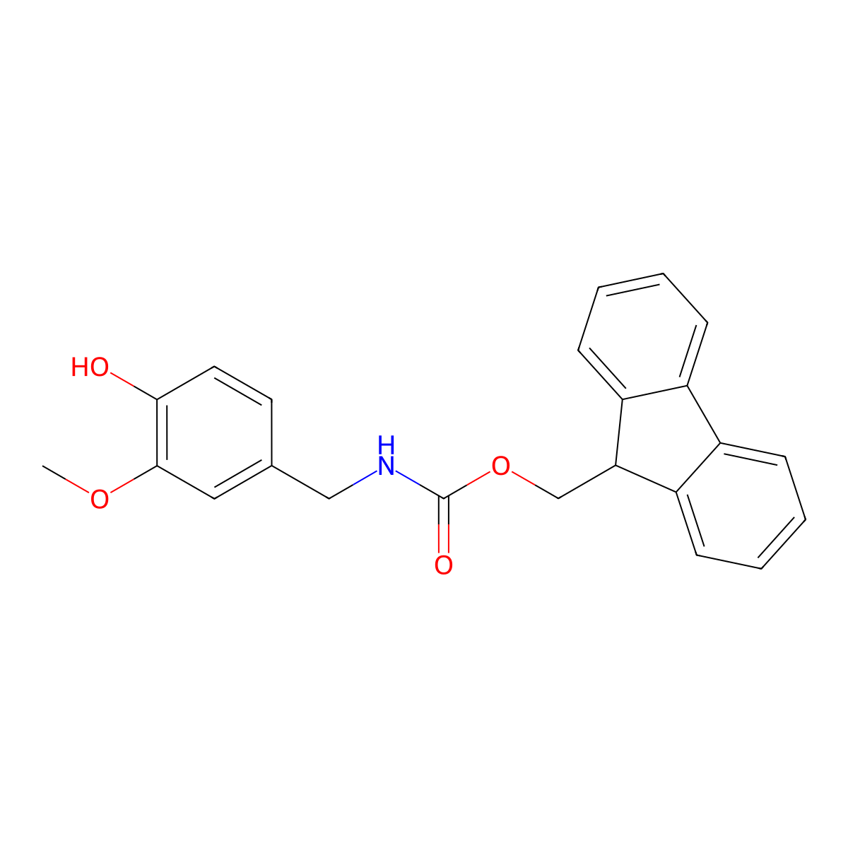 (9H-fluoren-9-yl)methyl N-[(4-hydroxy-3-methoxyphenyl)methyl]carbamate molecular structure, CAS 2763925-47-7