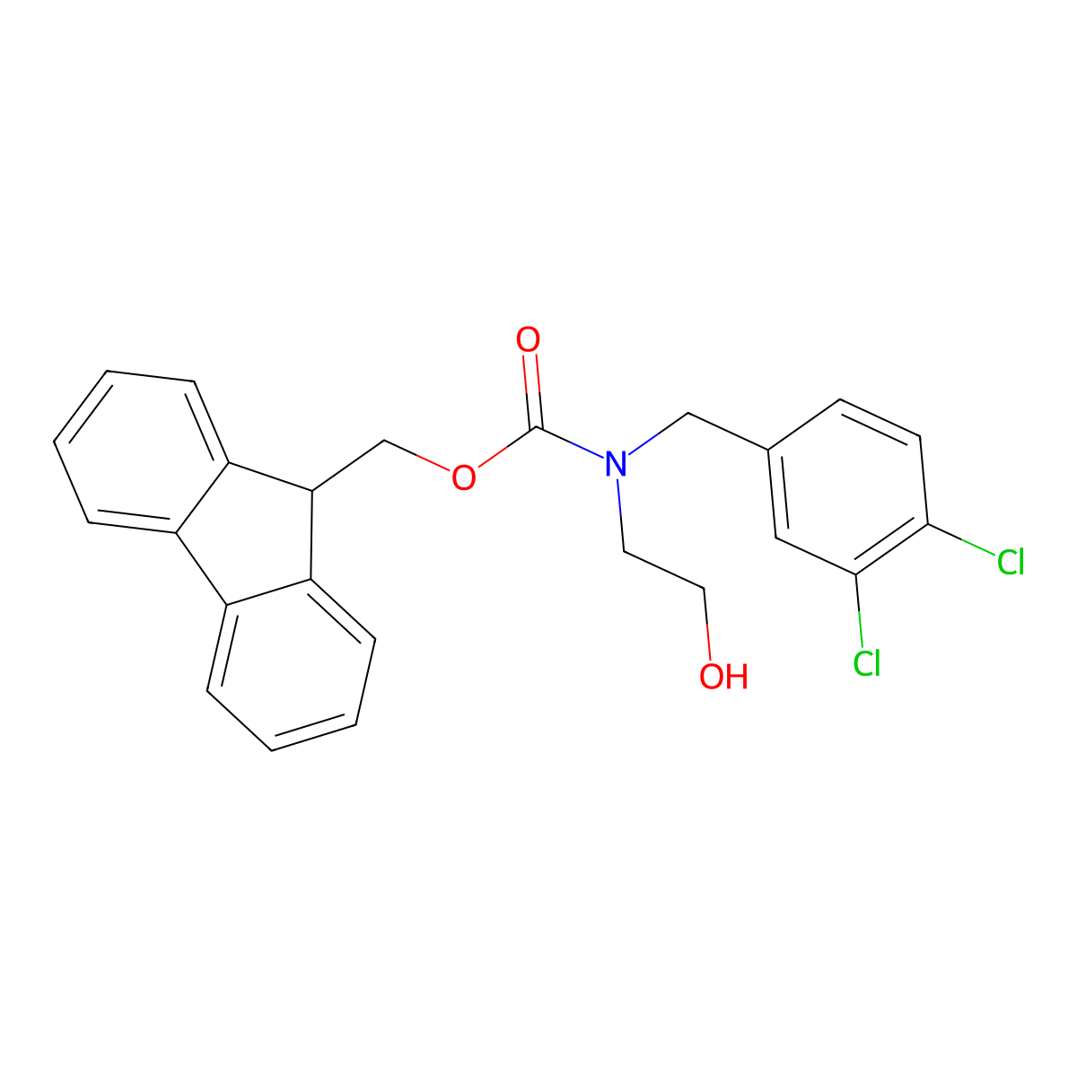 (9H-fluoren-9-yl)methyl N-[(3,4-dichlorophenyl)methyl]-N-(2-hydroxyethyl)carbamate molecular structure, CAS 2763925-51-3