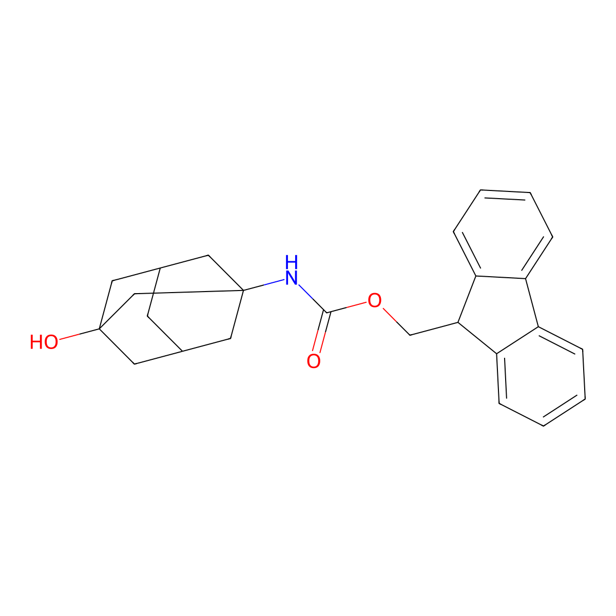 (9H-fluoren-9-yl)methyl N-(3-hydroxyadamantan-1-yl)carbamate molecular structure, CAS 2763925-53-5