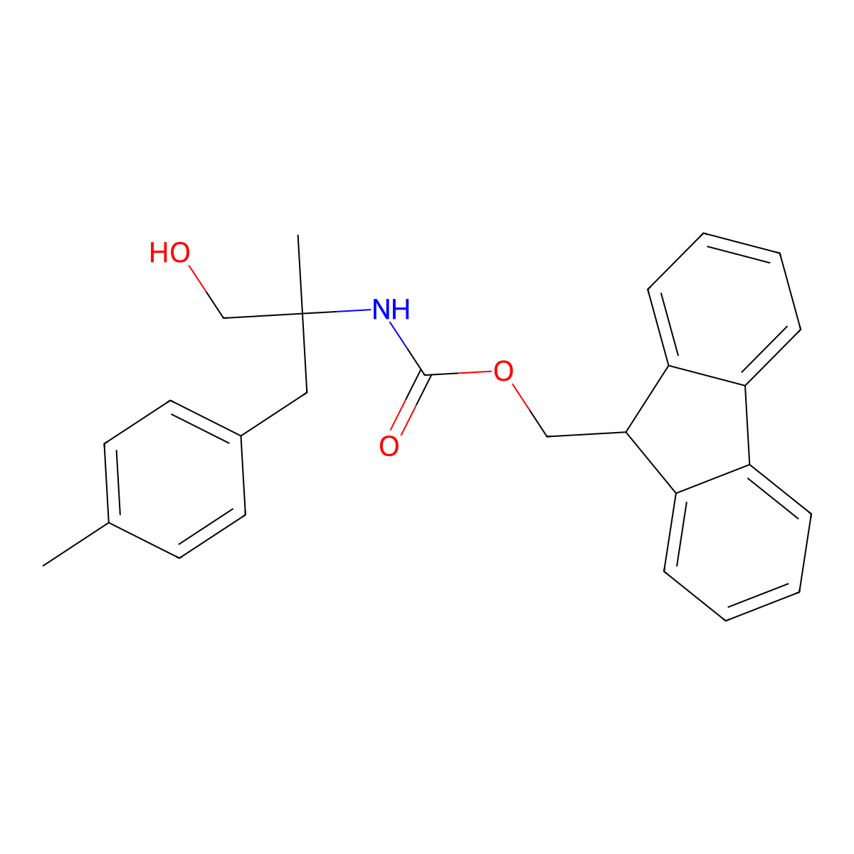 (9H-fluoren-9-yl)methyl N-{1-hydroxy-2-[(4-methylphenyl)methyl]propan-2-yl}carbamate molecular structure, CAS 2763925-54-6