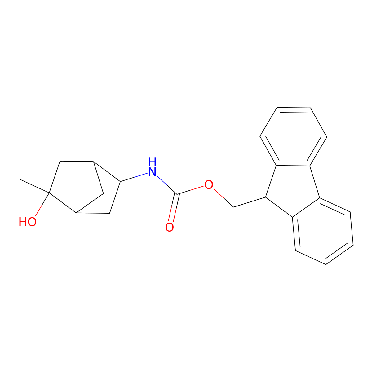 rac-(9H-fluoren-9-yl)methyl N-[(1R,2R,4R,5S)-5-hydroxy-5-methylbicyclo[2.2.1]heptan-2-yl]carbamate molecular structure, CAS 2763925-57-9