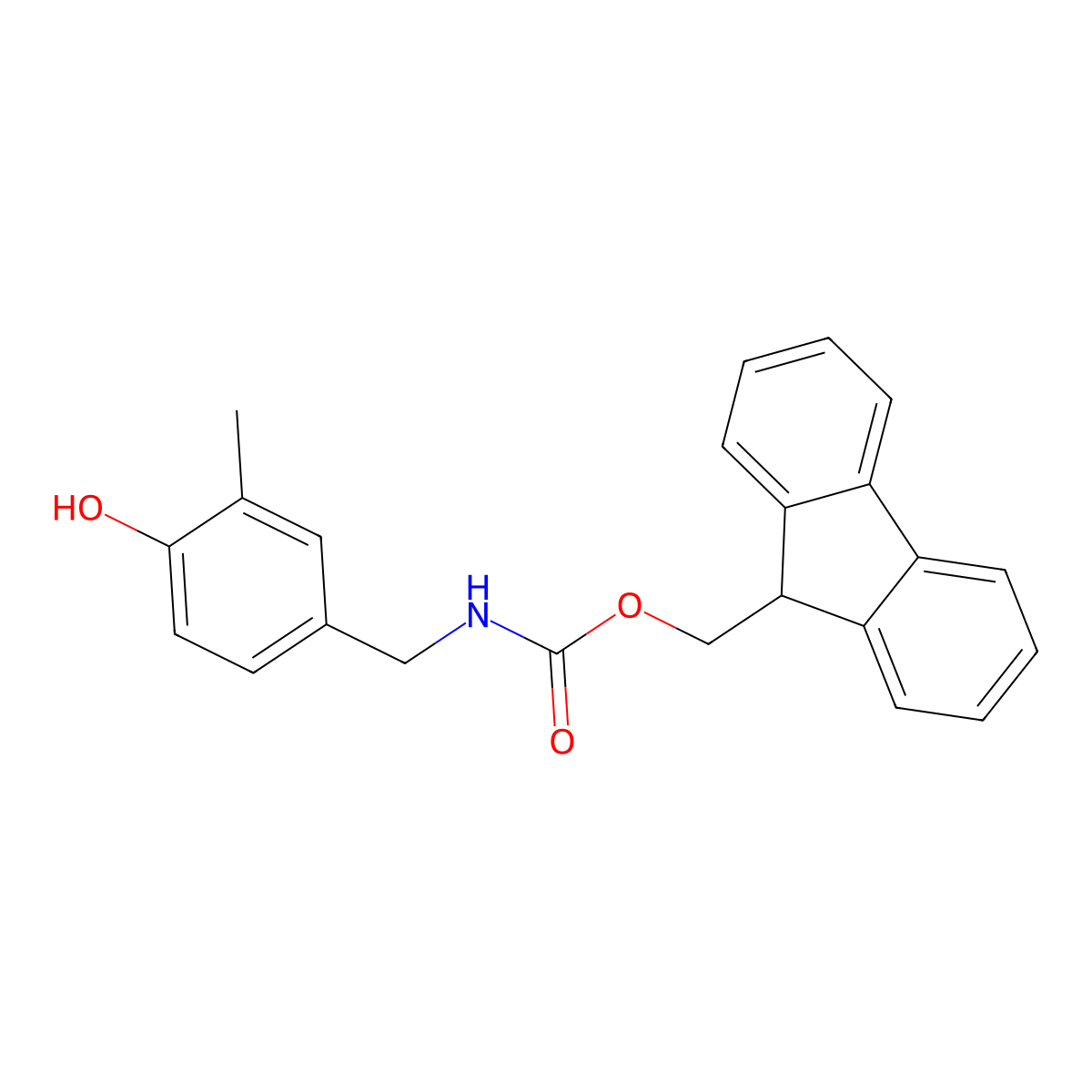 (9H-fluoren-9-yl)methyl N-[(4-hydroxy-3-methylphenyl)methyl]carbamate molecular structure, CAS 2763925-58-0
