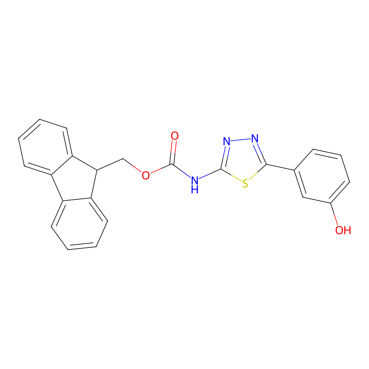 (9H-fluoren-9-yl)methyl N-[5-(3-hydroxyphenyl)-1,3,4-thiadiazol-2-yl]carbamate molecular structure, CAS 2763925-63-7