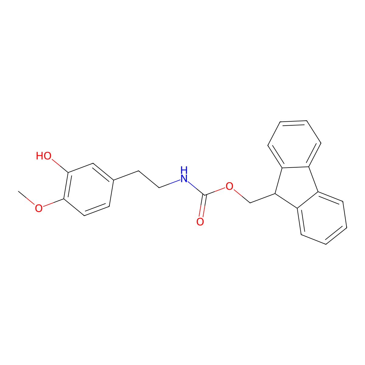 (9H-fluoren-9-yl)methyl N-[2-(3-hydroxy-4-methoxyphenyl)ethyl]carbamate molecular structure, CAS 2763925-67-1