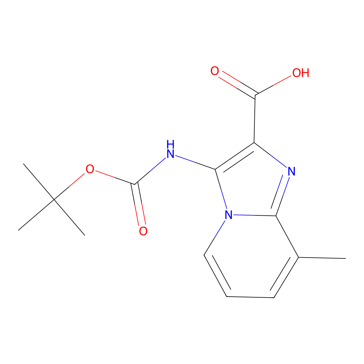 3-{[(Tert-butoxy)carbonyl]amino}-8-methylimidazo[1,2-a]pyridine-2-carboxylic acid molecular structure, CAS 2763925-68-2