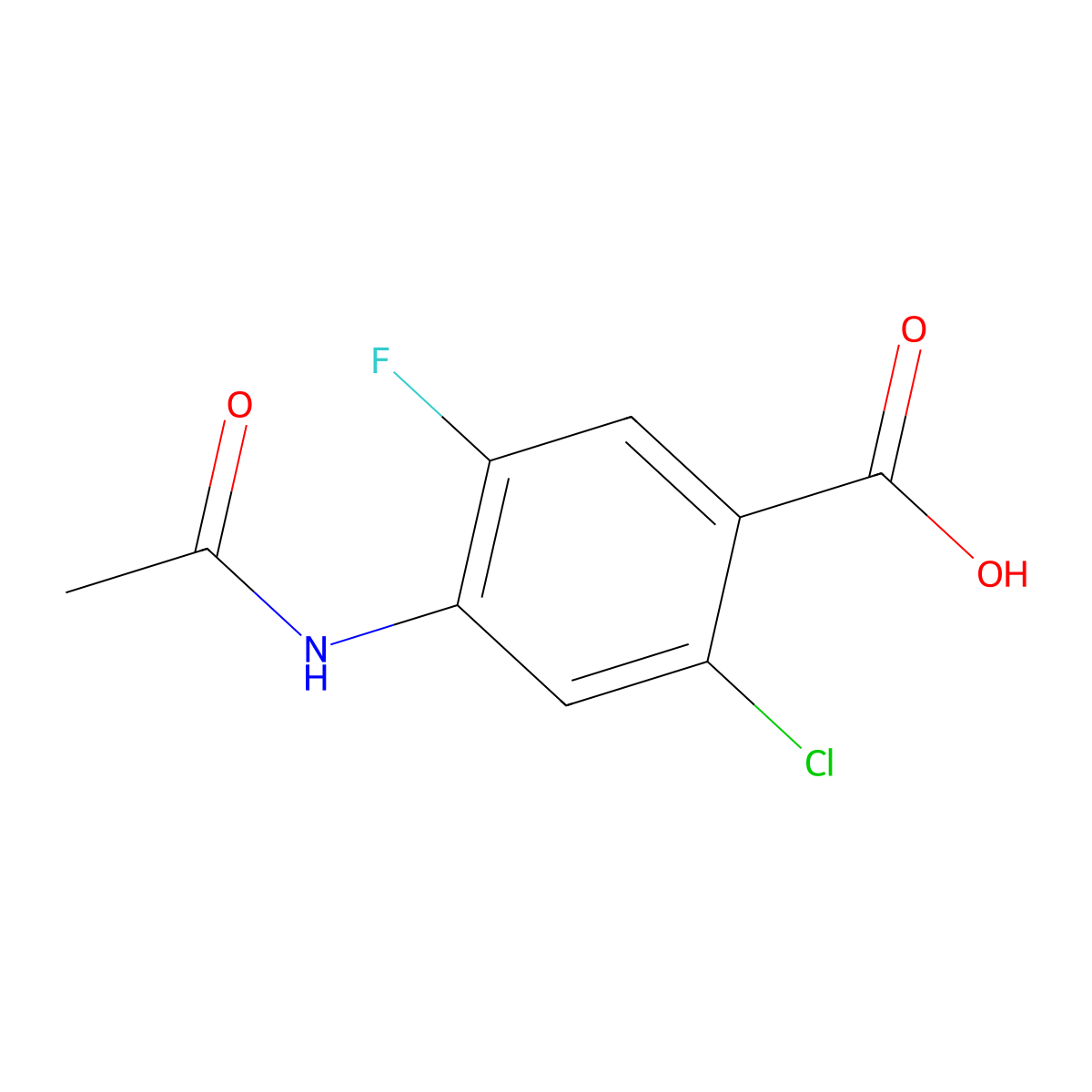 2-Chloro-4-acetamido-5-fluorobenzoic acid molecular structure, CAS 2763925-69-3