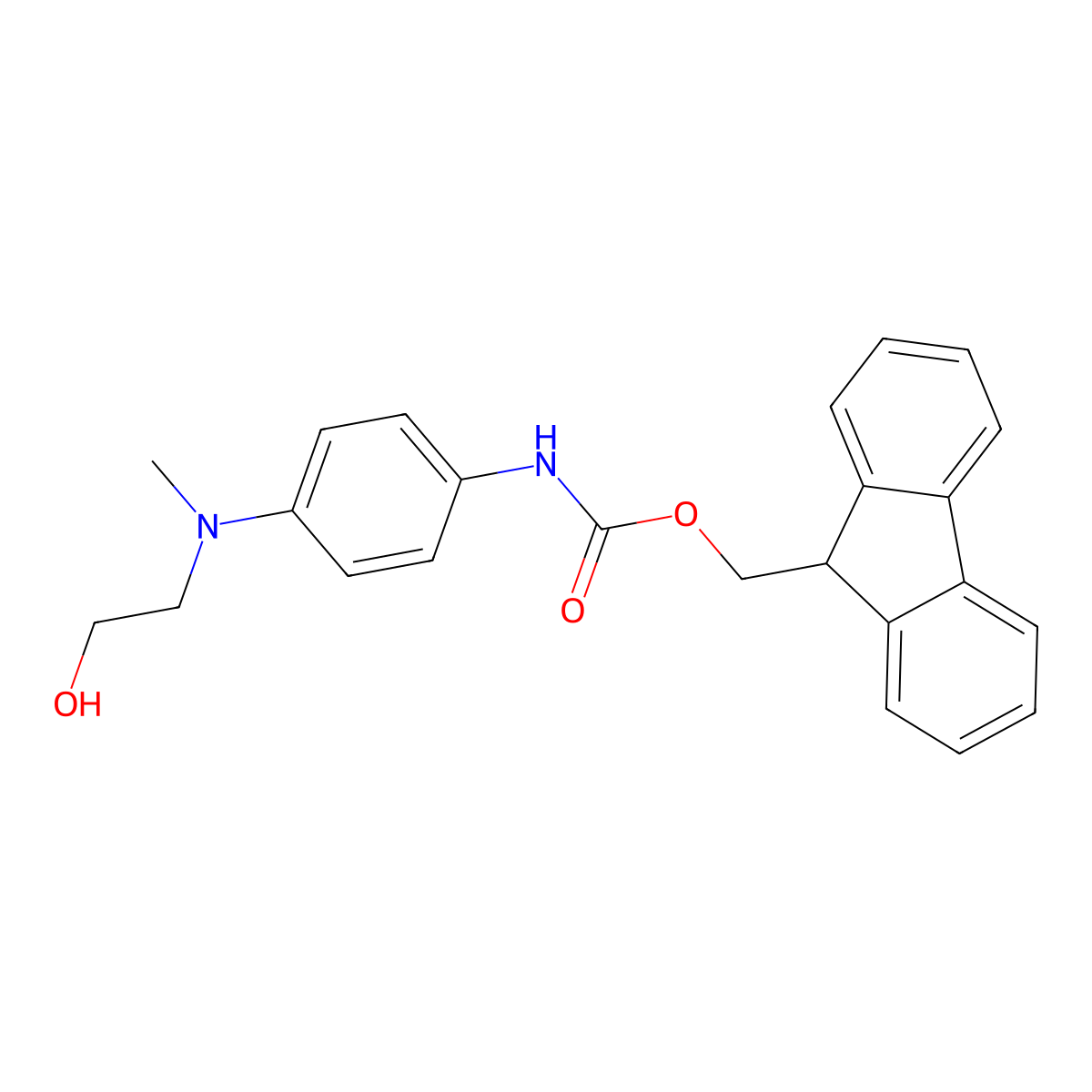 (9H-fluoren-9-yl)methyl N-{4-[(2-hydroxyethyl)(methyl)amino]phenyl}carbamate molecular structure, CAS 2763925-70-6