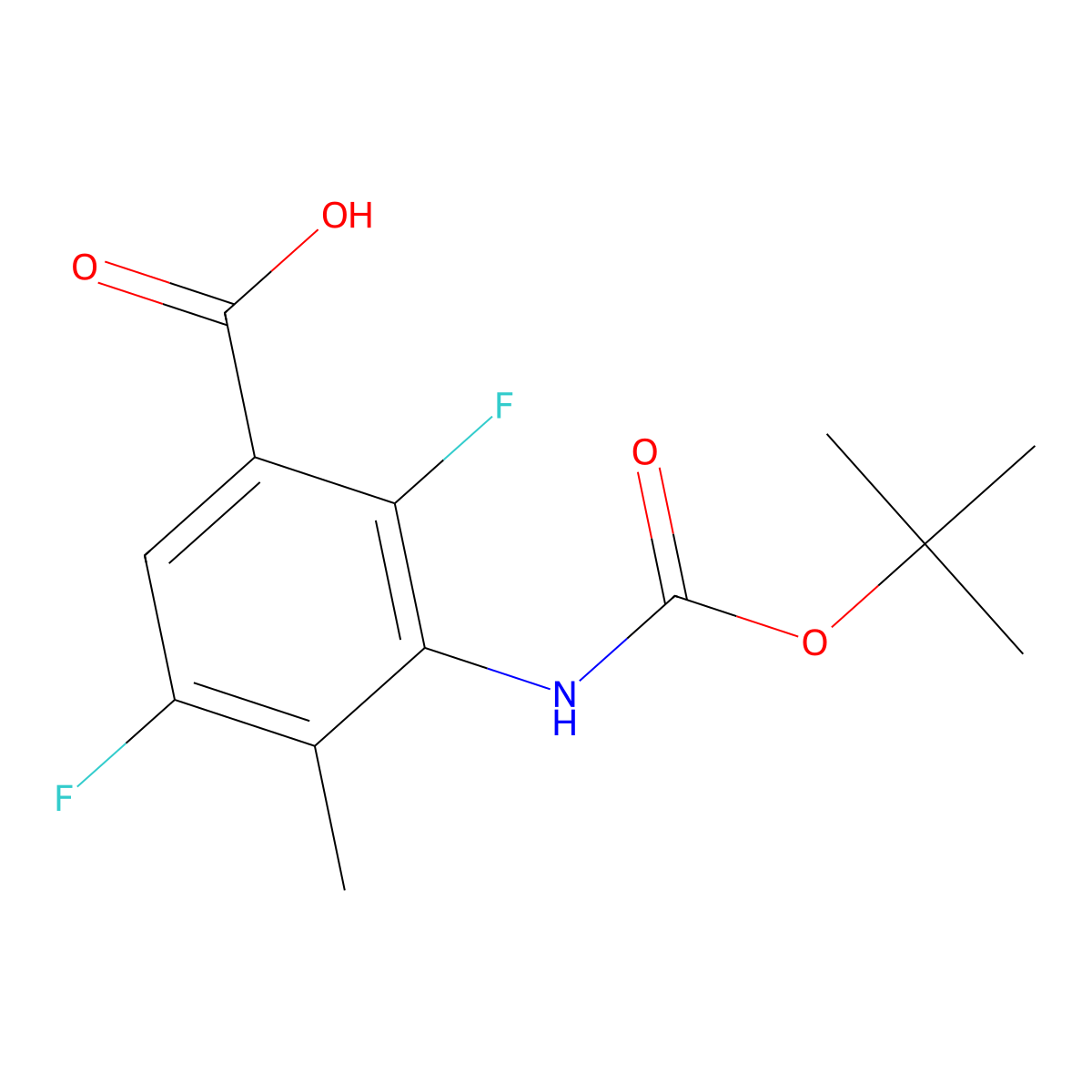 3-{[(Tert-butoxy)carbonyl]amino}-2,5-difluoro-4-methylbenzoic acid molecular structure, CAS 2763925-73-9