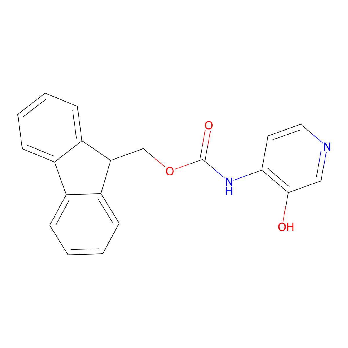 (9H-fluoren-9-yl)methyl N-(3-hydroxypyridin-4-yl)carbamate molecular structure, CAS 2763925-75-1