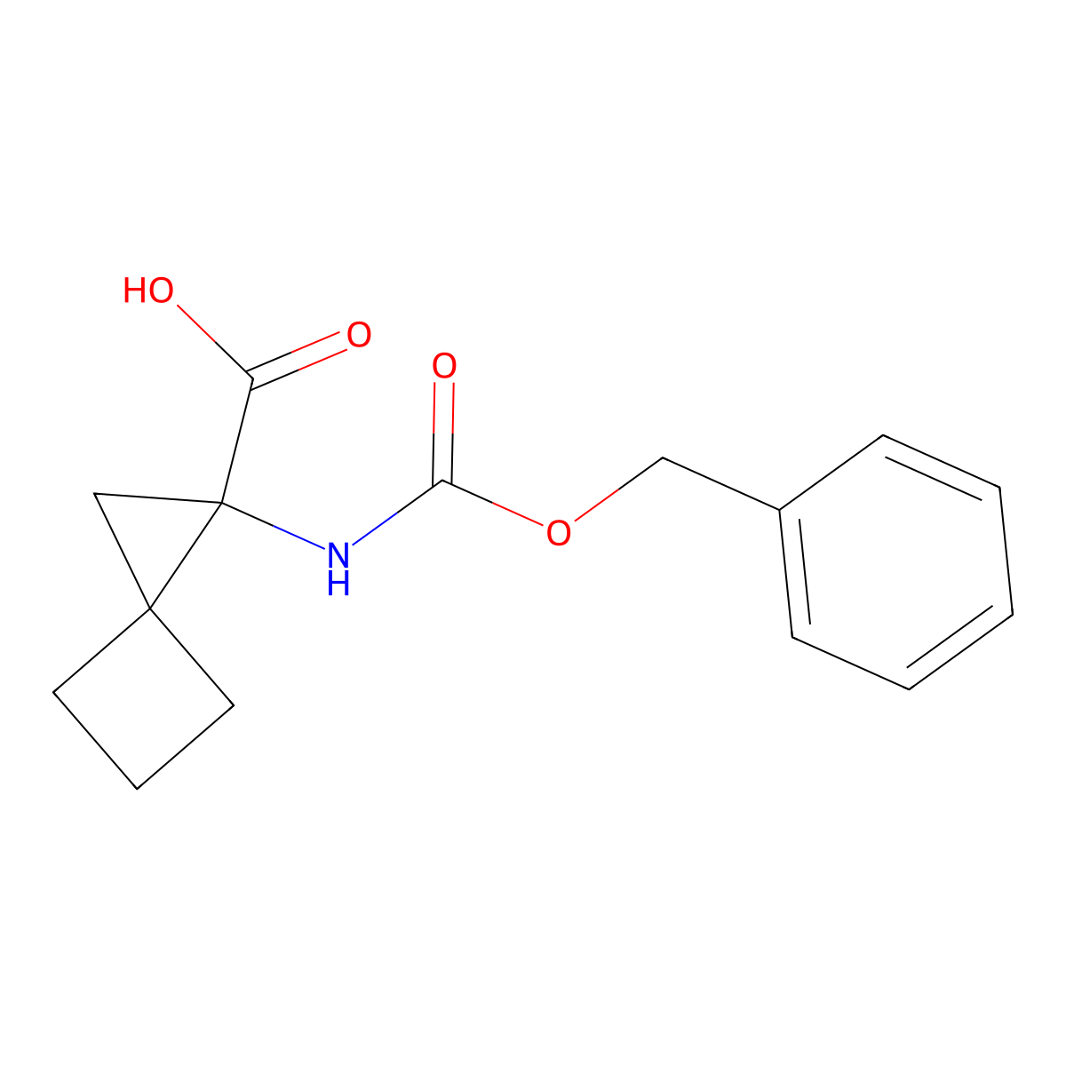 1-{[(Benzyloxy)carbonyl]amino}spiro[2.3]hexane-1-carboxylic acid molecular structure, CAS 2763925-77-3
