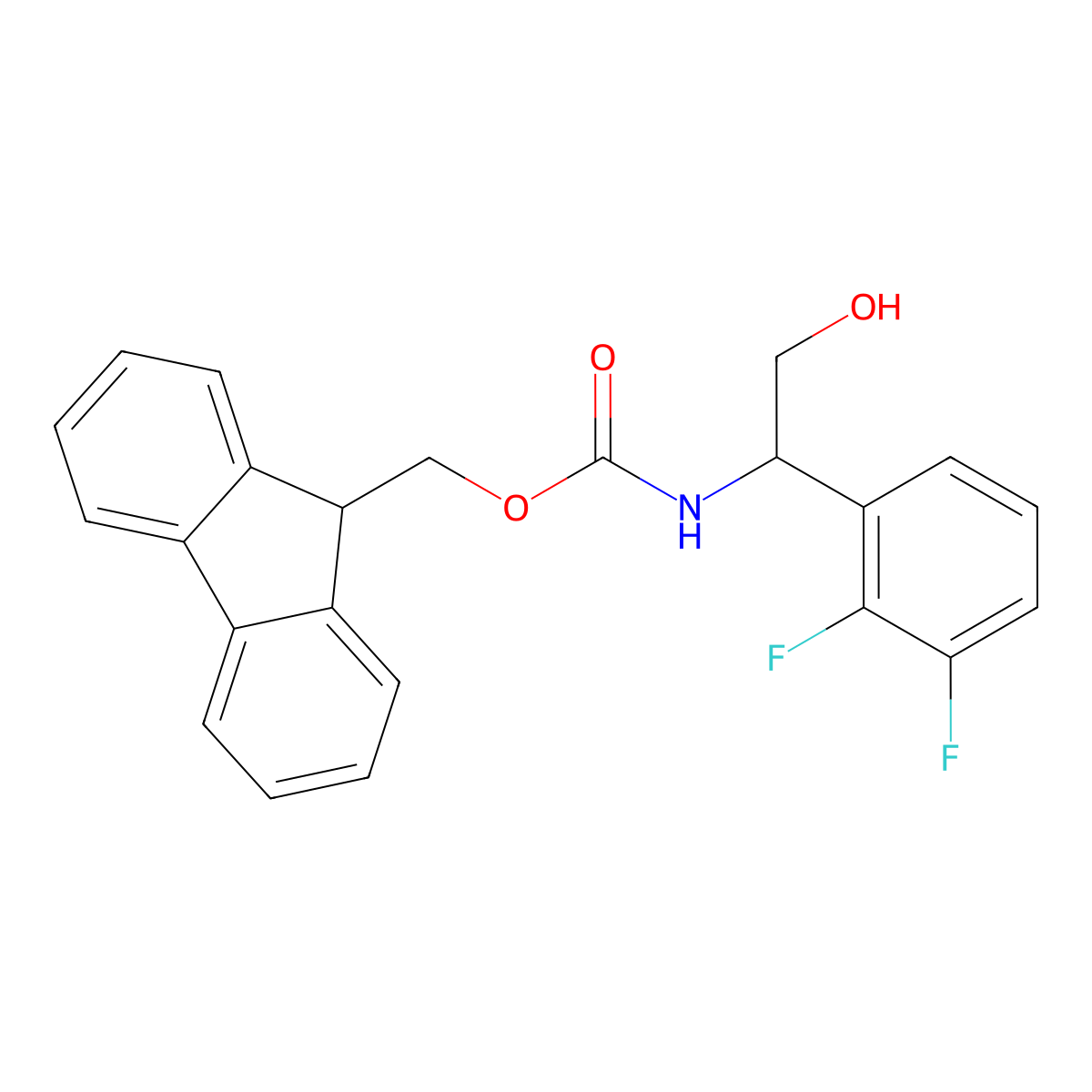 (9H-fluoren-9-yl)methyl N-[1-(2,3-difluorophenyl)-2-hydroxyethyl]carbamate molecular structure, CAS 2763925-78-4