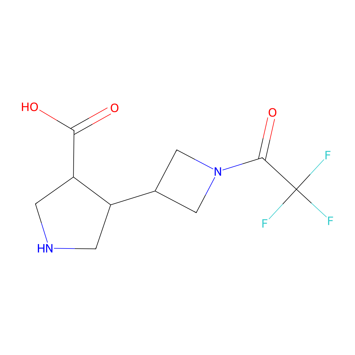 rac-(3R,4R)-4-[1-(2,2,2-trifluoroacetyl)azetidin-3-yl]pyrrolidine-3-carboxylic acid molecular structure, CAS 2763925-81-9