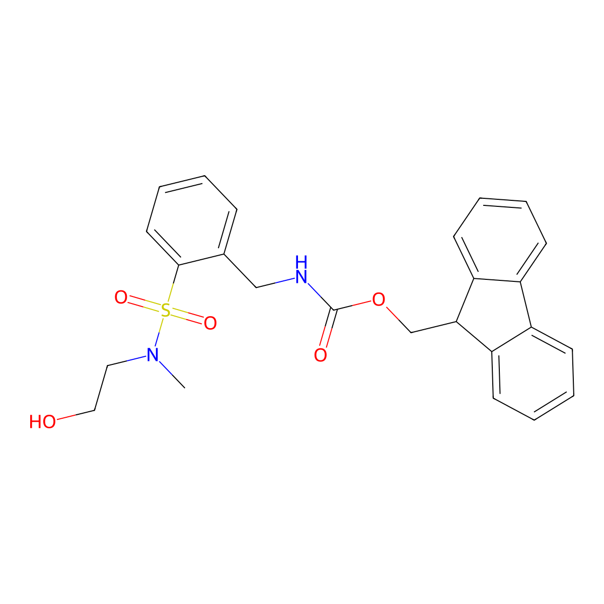 (9H-fluoren-9-yl)methyl N-({2-[(2-hydroxyethyl)(methyl)sulfamoyl]phenyl}methyl)carbamate molecular structure, CAS 2763925-83-1