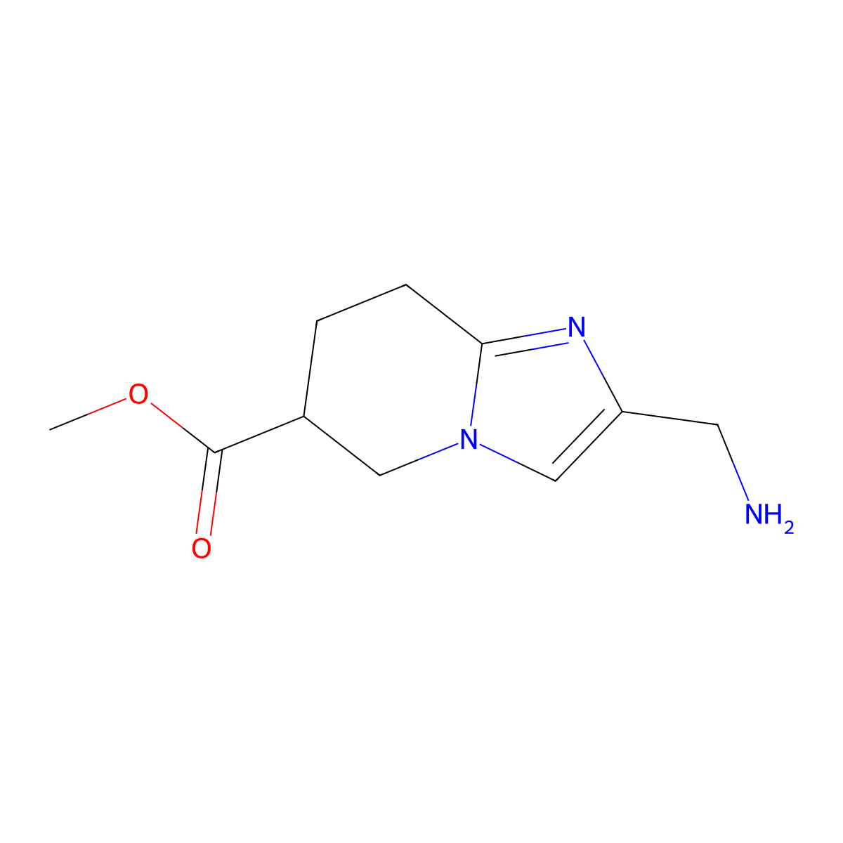 methyl 2-(aminomethyl)-5H,6H,7H,8H-imidazo[1,2-a]pyridine-6-carboxylate molecular structure, CAS 2763925-85-3