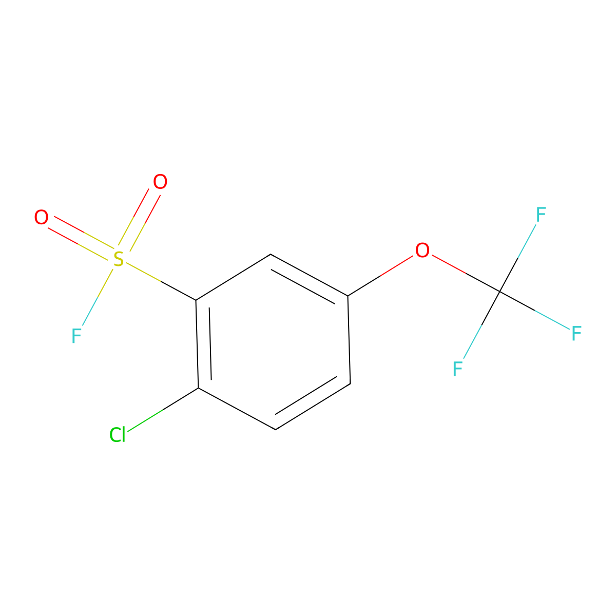 2-Chloro-5-(trifluoromethoxy)benzene-1-sulfonyl fluoride molecular structure, CAS 2763925-89-7