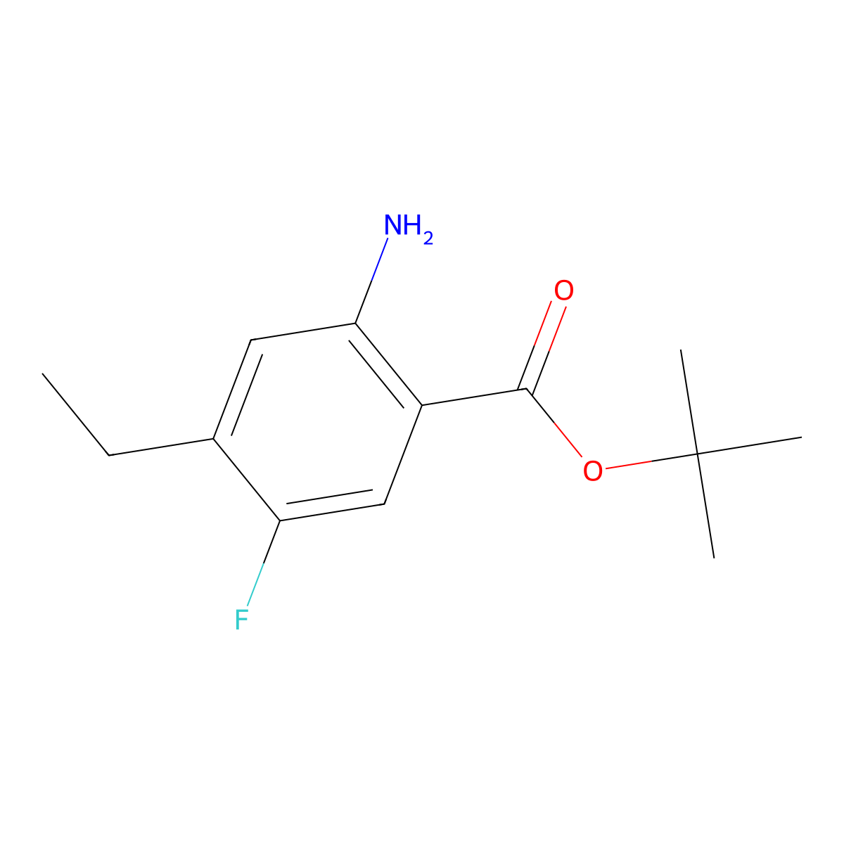 Tert-butyl 2-amino-4-ethyl-5-fluorobenzoate molecular structure, CAS 2763925-91-1