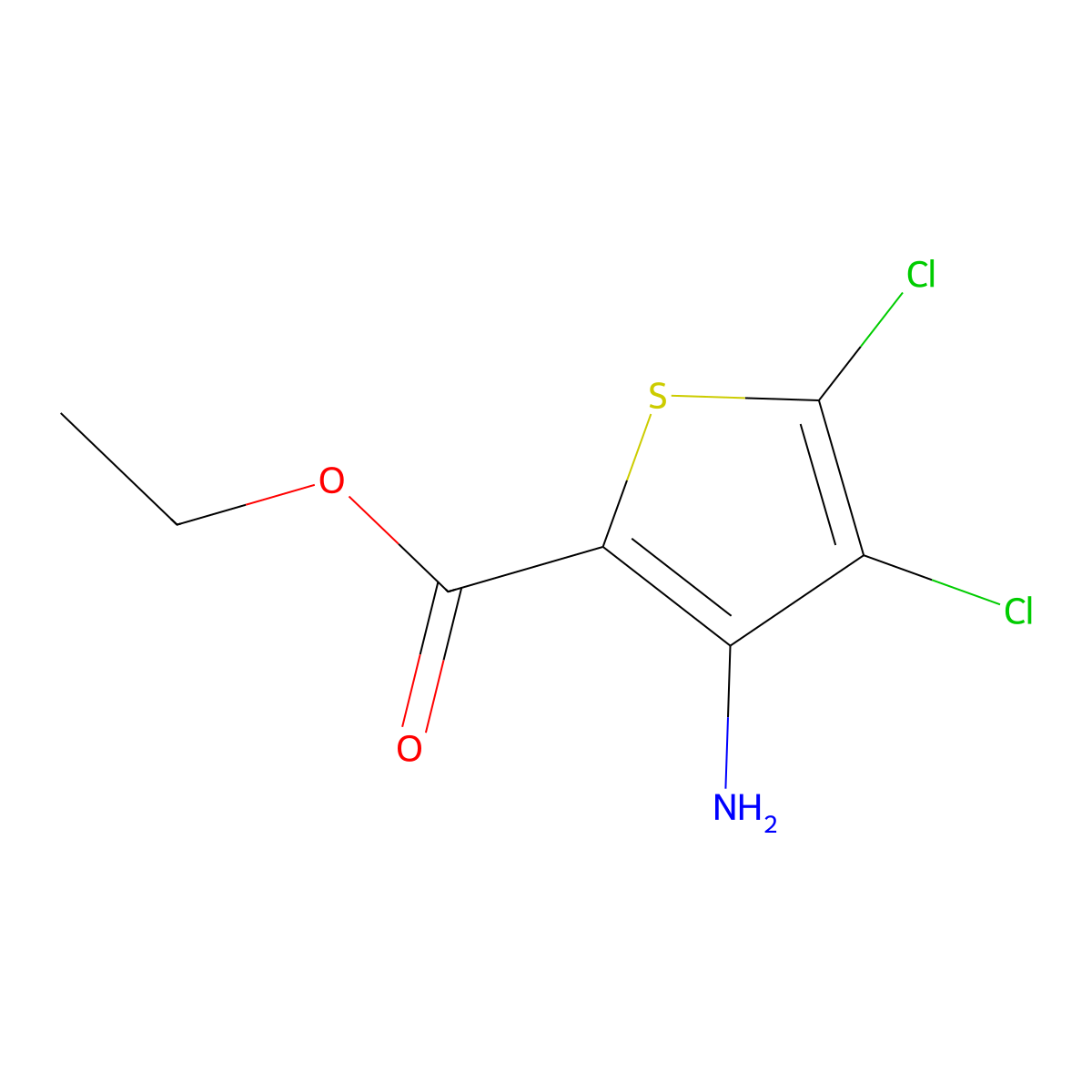 Ethyl 3-amino-4,5-dichlorothiophene-2-carboxylate molecular structure, CAS 2763925-97-7