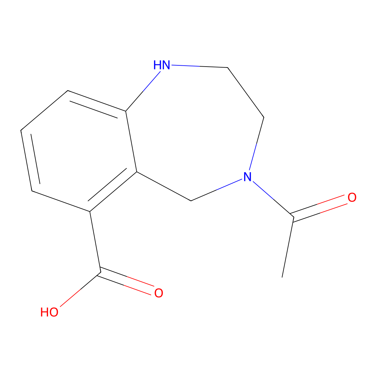4-acetyl-2,3,4,5-tetrahydro-1H-1,4-benzodiazepine-6-carboxylic acid molecular structure, CAS 2763925-98-8