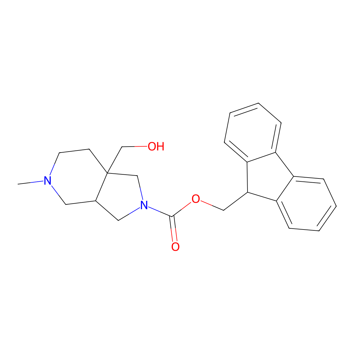 rac-(9H-fluoren-9-yl)methyl (3aR,7aS)-7a-(hydroxymethyl)-5-methyl-octahydro-1H-pyrrolo[3,4-c]pyridine-2-carboxylate molecular structure, CAS 2763925-99-9