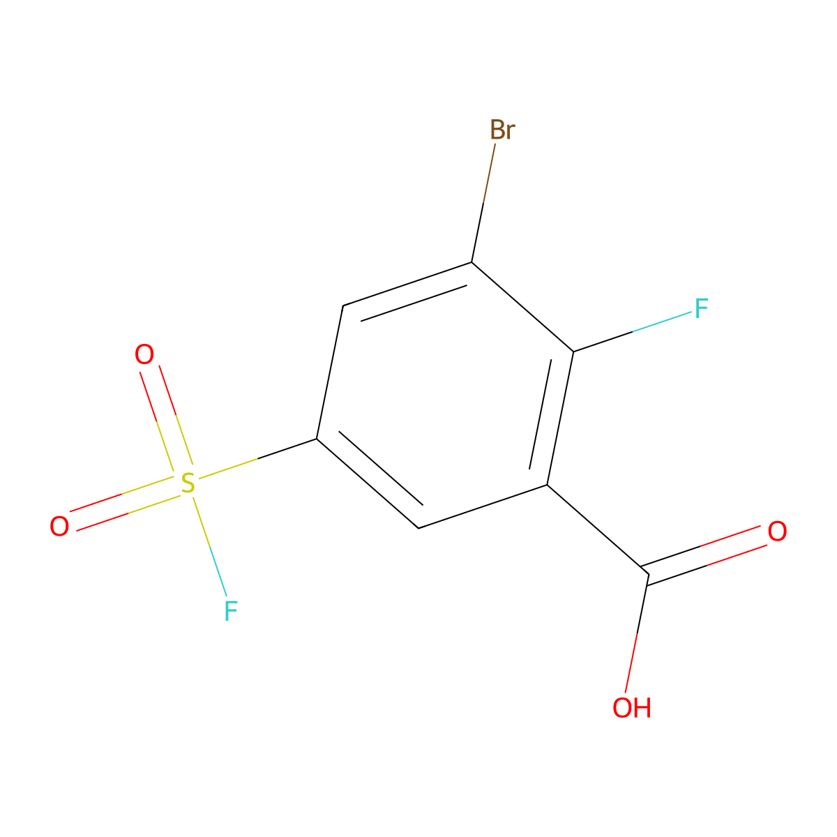 3-Bromo-2-fluoro-5-(fluorosulfonyl)benzoic acid molecular structure, CAS 2763926-01-6