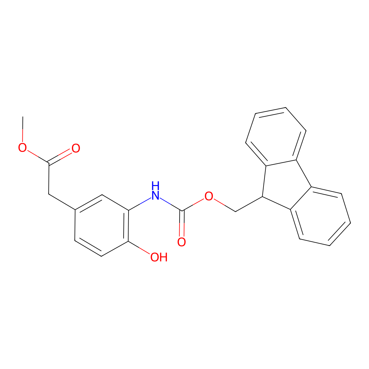methyl 2-[3-({[(9H-fluoren-9-yl)methoxy]carbonyl}amino)-4-hydroxyphenyl]acetate molecular structure, CAS 2763926-04-9