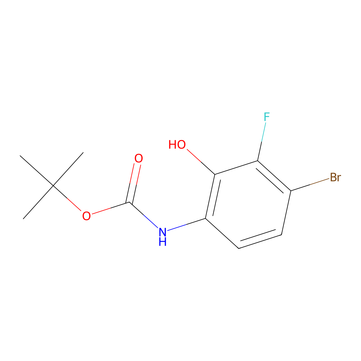 tert-butyl N-(4-bromo-3-fluoro-2-hydroxyphenyl)carbamate molecular structure, CAS 2763926-07-2