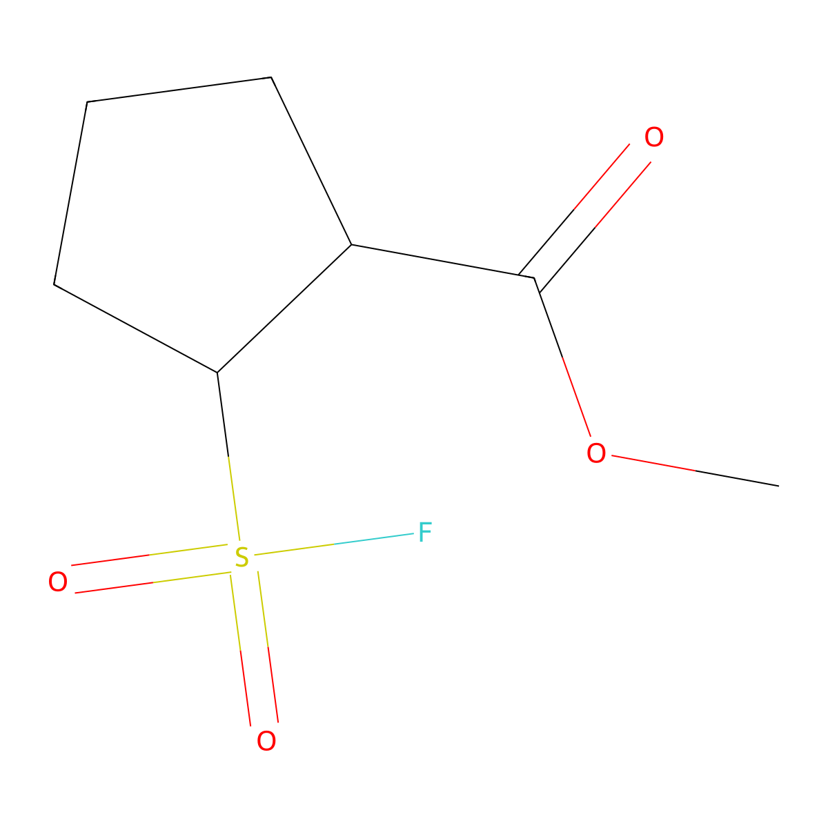 rac-methyl (1R,2S)-2-(fluorosulfonyl)cyclopentane-1-carboxylate molecular structure, CAS 2763926-10-7