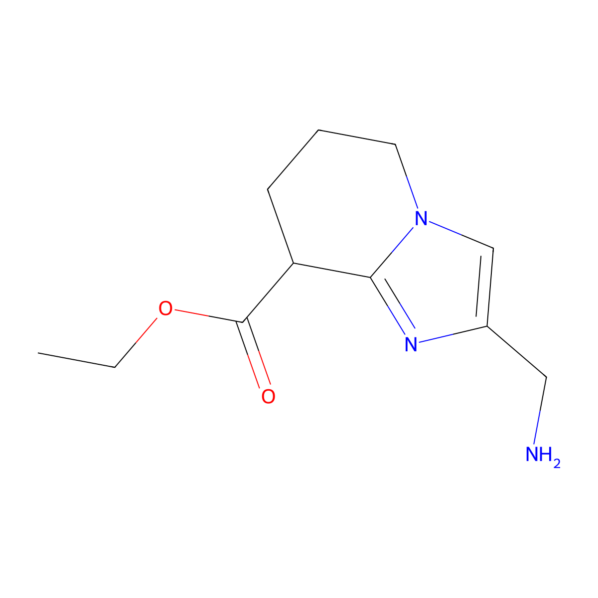 ethyl 2-(aminomethyl)-5H,6H,7H,8H-imidazo[1,2-a]pyridine-8-carboxylate molecular structure, CAS 2763926-13-0