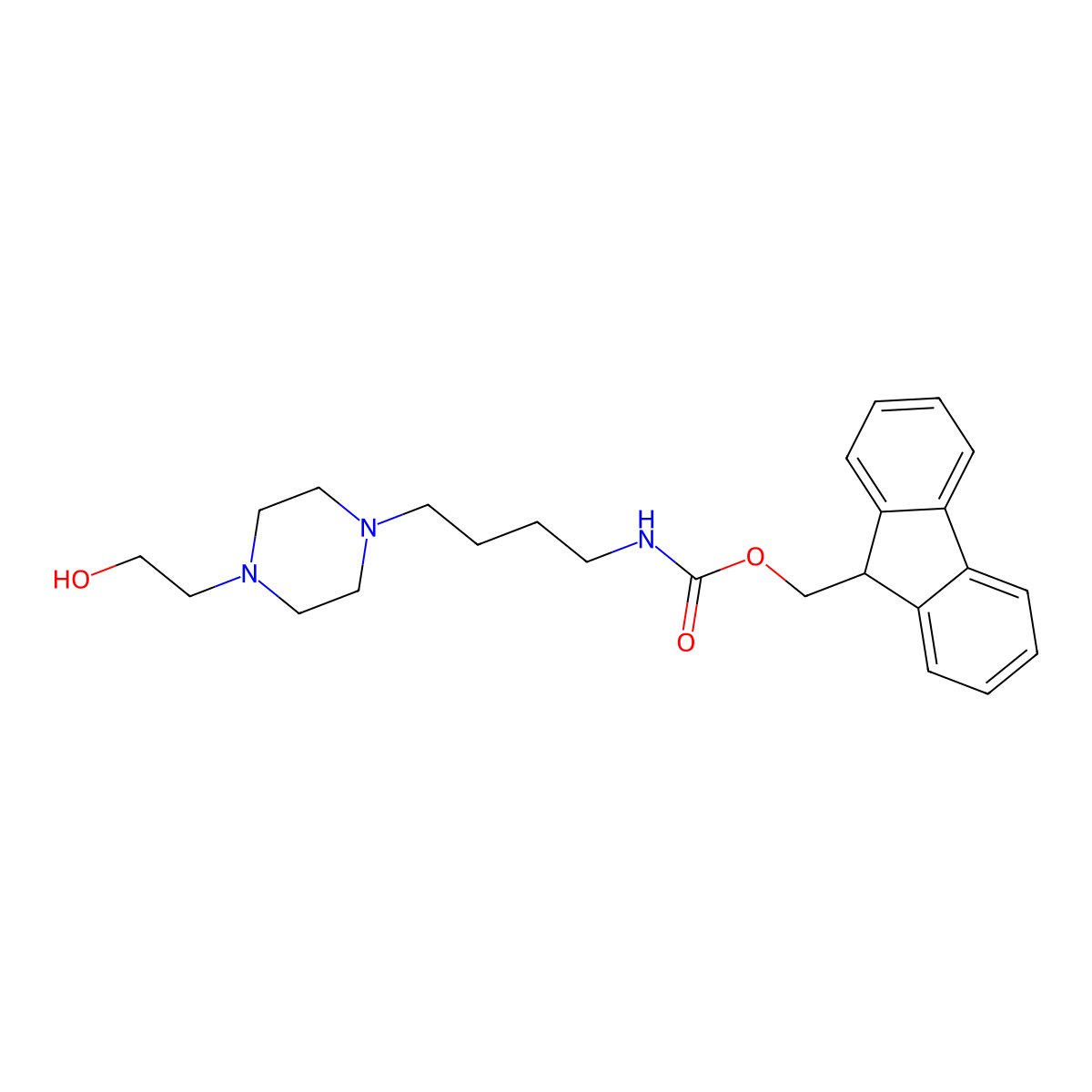 (9H-fluoren-9-yl)methyl N-{4-[4-(2-hydroxyethyl)piperazin-1-yl]butyl}carbamate molecular structure, CAS 2763926-16-3