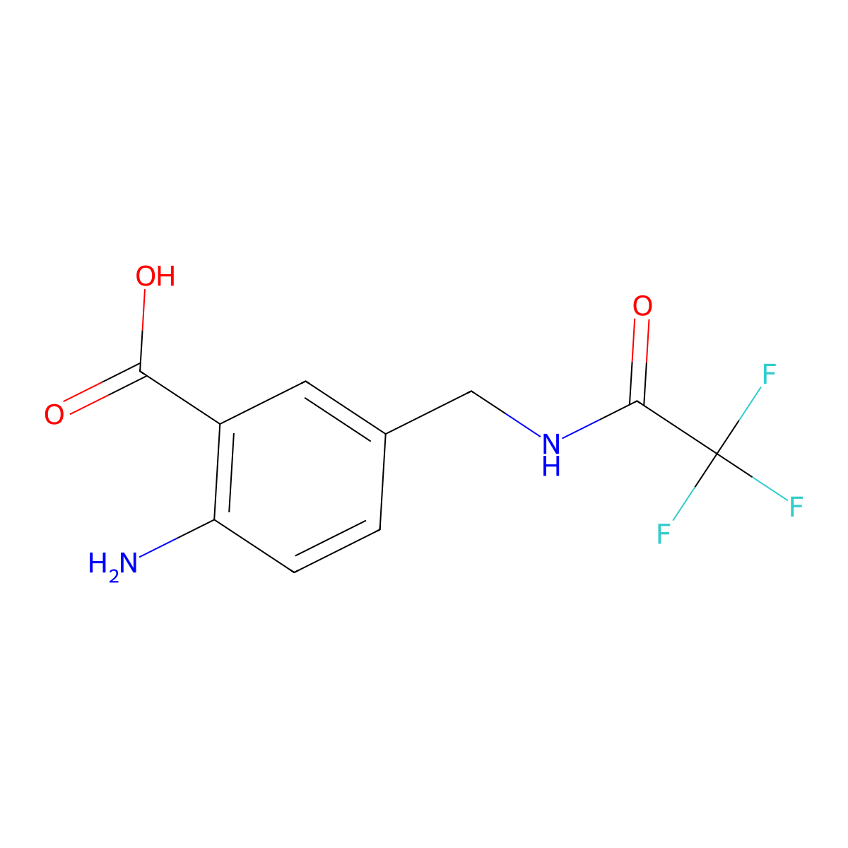 2-Amino-5-[(2,2,2-trifluoroacetamido)methyl]benzoic acid molecular structure, CAS 2763926-18-5