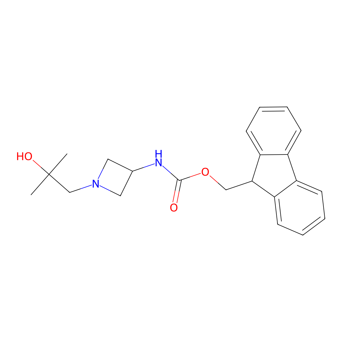 (9H-fluoren-9-yl)methyl N-[1-(2-hydroxy-2-methylpropyl)azetidin-3-yl]carbamate molecular structure, CAS 2763926-27-6