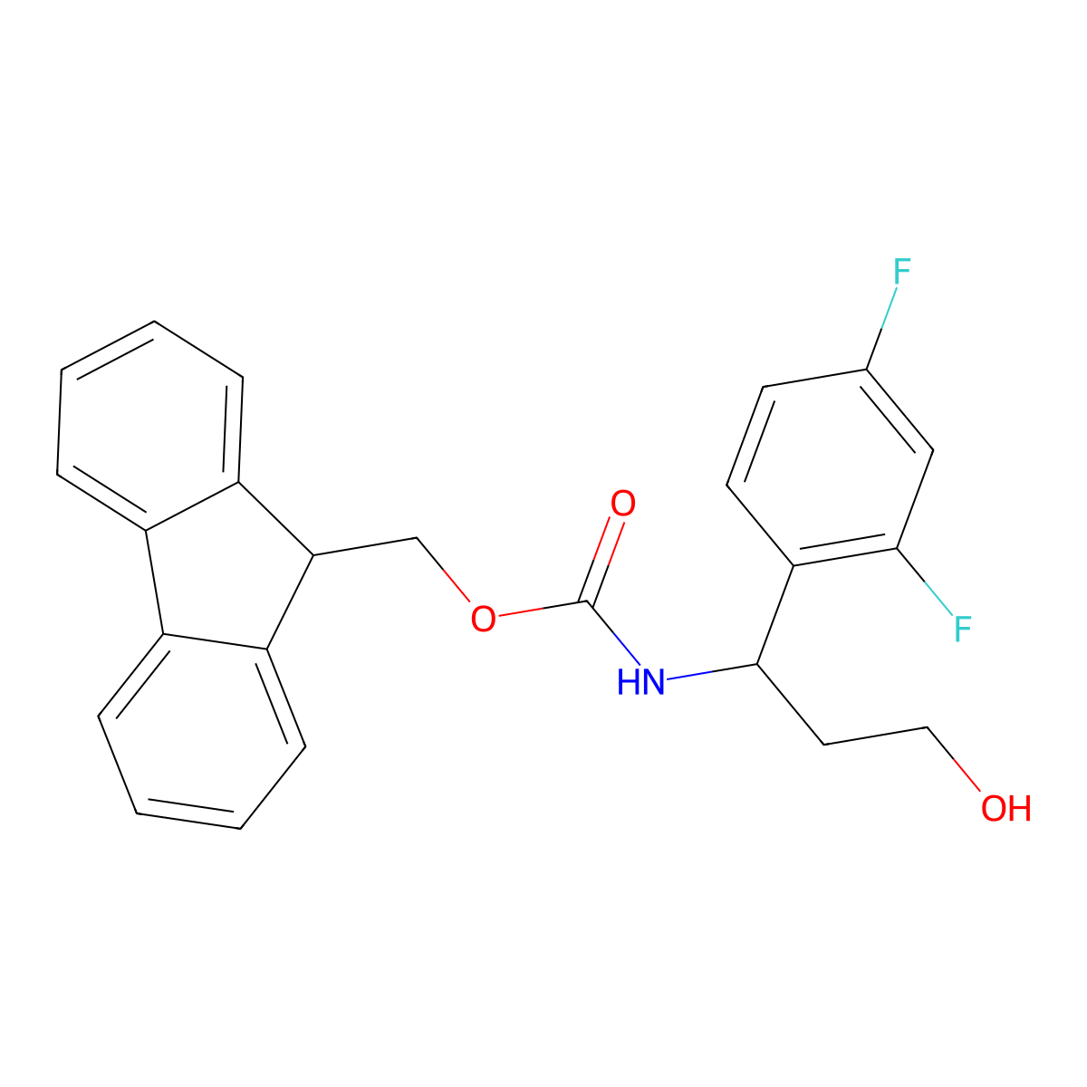 (9H-fluoren-9-yl)methyl N-[1-(2,4-difluorophenyl)-3-hydroxypropyl]carbamate molecular structure, CAS 2763927-21-3