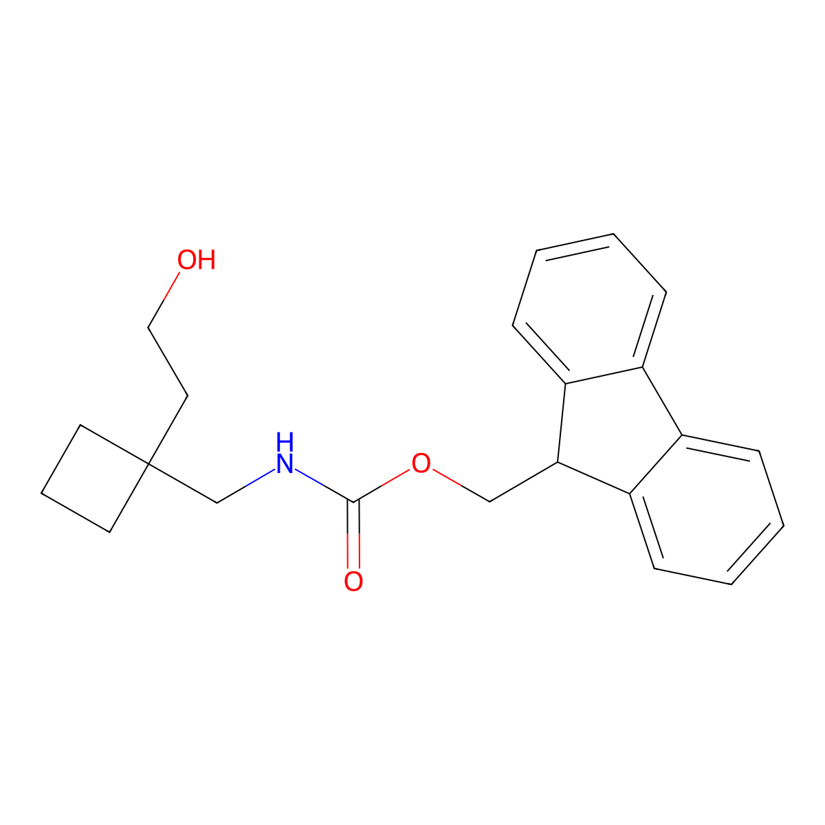 (9H-fluoren-9-yl)methyl N-{[1-(2-hydroxyethyl)cyclobutyl]methyl}carbamate molecular structure, CAS 2763927-27-9