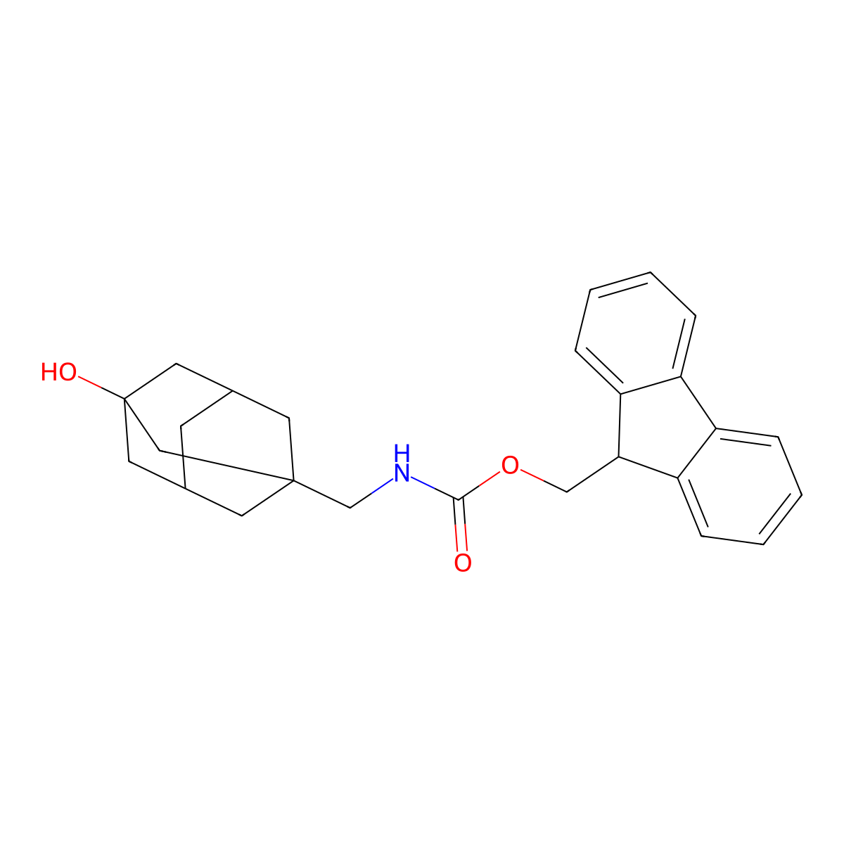 (9H-fluoren-9-yl)methyl N-[(3-hydroxyadamantan-1-yl)methyl]carbamate molecular structure, CAS 2763927-30-4