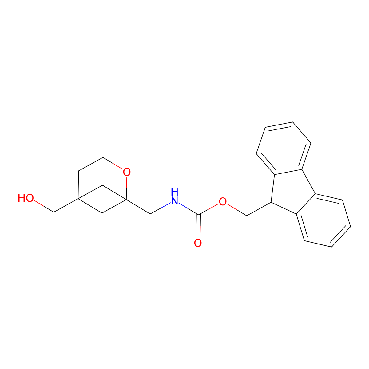 (9H-fluoren-9-yl)methyl N-{[5-(hydroxymethyl)-2-oxabicyclo[3.1.1]heptan-1-yl]methyl}carbamate molecular structure, CAS 2763927-38-2