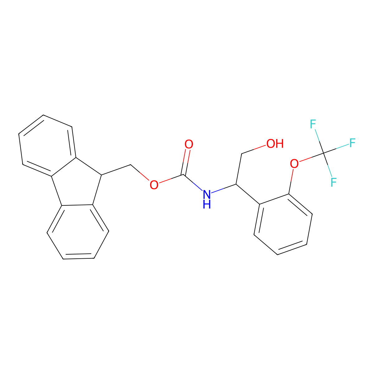 (9H-fluoren-9-yl)methyl N-{2-hydroxy-1-[2-(trifluoromethoxy)phenyl]ethyl}carbamate molecular structure, CAS 2763927-40-6