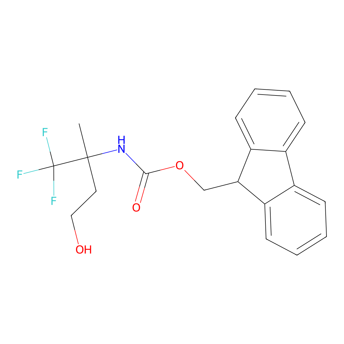 (9H-fluoren-9-yl)methyl N-(1,1,1-trifluoro-4-hydroxy-2-methylbutan-2-yl)carbamate molecular structure, CAS 2763927-46-2